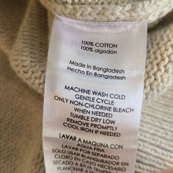 Chaps Light Beige Cotton Knit Crew Neck Long Sleeve Pullover Sweater Men XXL NEW - Picture 6 of 9